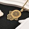201 Stainless Steel Hollow Religion Hamsa Hand Pendant Necklaces LS-NJEW-M086-01G-5