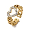 304 Stainless Steel with Rhinestone Adjustable Cuff Rings RJEW-Q020-16G-2