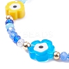 Flower Glass & Brass Beaded Stretch Bracelet for Women BJEW-JB08075-5