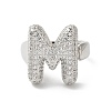 Letter Brass Micro Pave Clear Cubic Zirconia Open Cuff Ring for Women RJEW-N046-03M-P-2