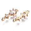 Brass Micro Pave Cubic Zirconia Links Connectors KK-R111-007-B01-2