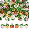 10Pcs Pumpkin Glass Pendants PALLOY-YW00139-01-2