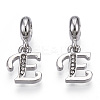 Platinum Rack Plating Alloy Rhinestone European Dangle Charms PALLOY-T048-36P-E-1