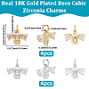 8Pcs 2 Colors Bees Brass Micro Pave Cubic Zirconia Charms KK-BBC0019-18-2