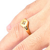 Flat Round with Star Pattern 304 Stainless Steel Micro Pave Clear Cubic Zirconia Finger Rings FS-WG7CEF6-03-3