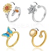 4Pcs 4 Style Cubic Zirconia Rotatable Cuff Ring for Calming Worry RJEW-SZ0001-14-1
