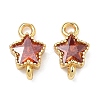 Brass Pave Cubic Zirconia Star Connector Charms KK-P348-08G-06-1