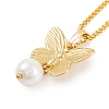 Butterfly Rack Plating Brass ABS Pearl Pendant Necklaces NJEW-S423-03G-1