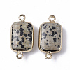 Edge Golden Plated Natural Dalmatian Jasper Links connectors G-S359-034D-2