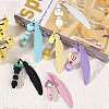 11Pcs 11 Colors Spray Printed Alloy Feather Pendant Bookmarks AJEW-SZ0002-64-5