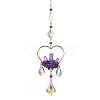 Natural Amethyst Wrapped Heart Hanging Ornaments HJEW-JM01614-01-1