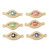Rack Plating Brass Micro Pave Clear Cubic Zirconia Eye Connector Charms KK-K385-092G-1