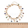 Alloy Crystal Rhinestone Disc Resin Evil Eye Tassel Double Layer Anklets for Women AJEW-A069-02G-3