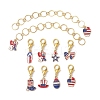 10Pcs USA Flag Element Apple/Star/Bowknot Alloy Enamel Knitting Row Counter Chains & Locking Stitch Markers Kits HJEW-JM01337-1
