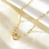 Brass Ring Link Paperclip Chain Necklaces NJEW-A042-05G-3