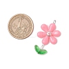 Opaque Acrylic Flower Beads with Iron Bead Caps and 304 Stainless Steel Flat Head Pins and Spray Painted Transparent Glass Beads Pendants PALLOY-JF03617-02-2