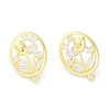 Brass Pave Clear Cubic Zirconia Stud Earring Findings KK-F875-04G-2