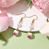 Printed Porcelain & Shell Pearl Dangle Earrings for Women EJEW-JE05812-2