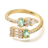 Rack Plating Brass Micro Pave Cubic Zirconia Open Cuff Rings for Women RJEW-M022-37G-2