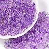 Spray Painted with Glitter Powder Glass Seed Beads SEED-T007-09B-3