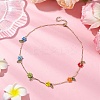Rainbow Color Glass Beaded Flower Necklaces X1-NJEW-TA00173-01-2