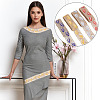 8 Yards 4 Colors Organza Embroidery Feather Ribbons OCOR-HY0001-10-6