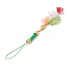 Flower/Leaf Glass Beads Mobile Straps HJEW-JM01016-4