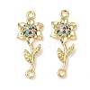 Brass Pave Colorful Cubic Zirconia Connector Charms KK-L253-21G-01-1