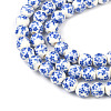 Handmade Flower Printed Porcelain Ceramic Beads Strands PORC-M006-8mm-10-3