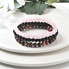 3Pcs 3 Style Natural Rhodonite & Black Agate & Rose Quartz Round Beaded Stretch Bracelets Set PW23030761414-3