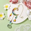 Glass Beads Wire Wrapped Brass Moon Hanging Ornaments HJEW-TA00212-2