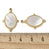 Oval 304 Stainless Steel Natural Paua Shell/White Shell Pendants Ion Plating(IP) STAS-U037-08G-01-3