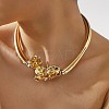 Iron Flower Link Choker Necklaces for Women NJEW-U046-02G-1