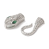 Snake Brass Micro Pave Cubic Zirconia S Hook Clasps KK-A227-06P-2