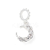 Brass Micro Pave Clear Cubic Zirconia Crescent Moon European Dangle Charms KK-A236-20S-1