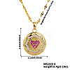Elegant Fashion Brass Clear & Hot Pink Cubic Zirconia Circle Heart Pendant Necklaces for Women RR6975-1-5