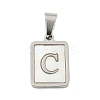 304 Stainless Steel Pave Natural White Shell Pendants STAS-S130-03P-C-1