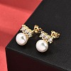 Round Brass Micro Pave Clear Cubic Zirconia Stud Earrings EJEW-A135-30G-3