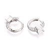 Brass Micro Pave Clear Cubic Zirconia Square Hoop Earrings EJEW-T048-44P-2