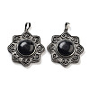 Natural Obsidian & Brass Pendants G-K338-09AS-10-1