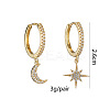 Clear Cubic Zirconia Star & Moon Asymmetrical Earrings LS-MOST-PW0001-064G-3