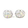 Polymer Clay Rhinestone European Large Hole Beads with Silver Color Plated Brass Cores X-FPDL-R002-15-4