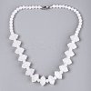 Natural Quartz Crystal Round & Cone Beaded Necklaces NJEW-N064-03O-1
