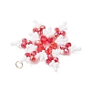 Glass Seed Beaded Snowflake Pendants PALLOY-MZ00890-03-4