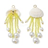Glass Seed Beaded Jellyfish Pendants PALLOY-MZ00571-04-1
