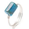 4Pcs 4 Styles Column Natural Apatite & Aquamarine & Amethyst & Rose Quartz Finger Rings Sets RJEW-TA00149-3