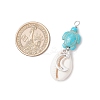5Pcs 5 Styles Natural Cowrie Shell & Dyed Synthetic Turquoise Turtle Copper Wire Wrapped Pendants PALLOY-JF04034-02-2