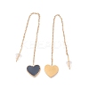 Long Chain with Enamel Heart Dangle Stud Earrings EJEW-A067-01G-A-2