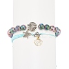 2Pcs 2 Style Natural Lava Rock & Synthetic Hematite Stretch Bracelets Set with Alloy Shell BJEW-JB08028-1