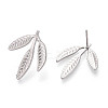 Non-Tarnish 304 Stainless Steel Leaf Stud Earrings for Women EJEW-F300-11P-2